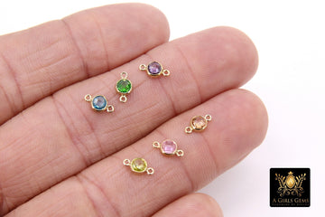 14 K Gold Filled CZ Birthstone Connectors. Birthday Gifts, Gifts for Mom or Wife, green, blue, purple, pink, clear, yellow, and red.